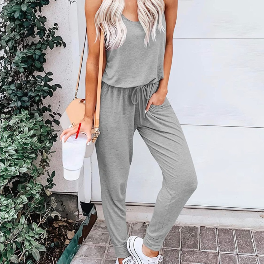ANRABESS Women’s Sumer Tank Jumpsuit Casual Loose sleeveless Beam Foot.